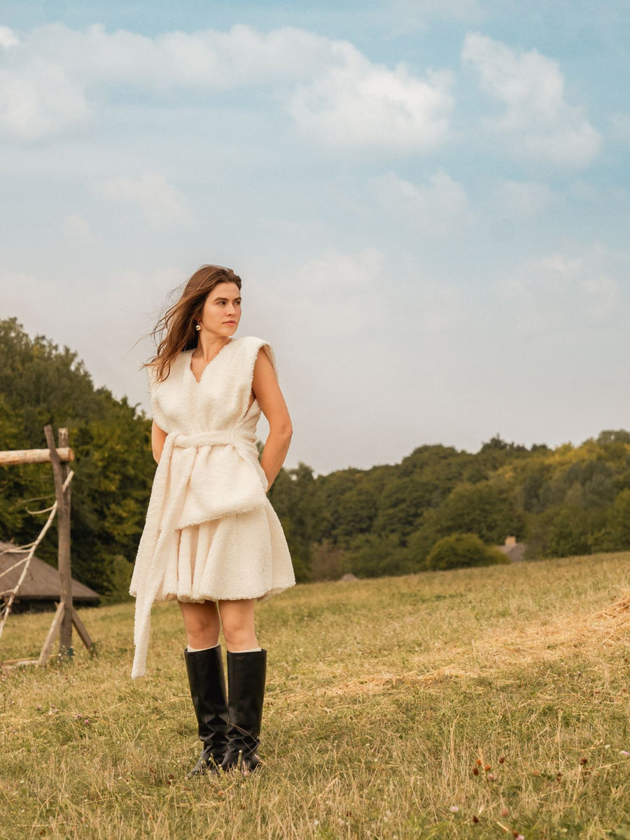 Спідниця міні з букле молочна