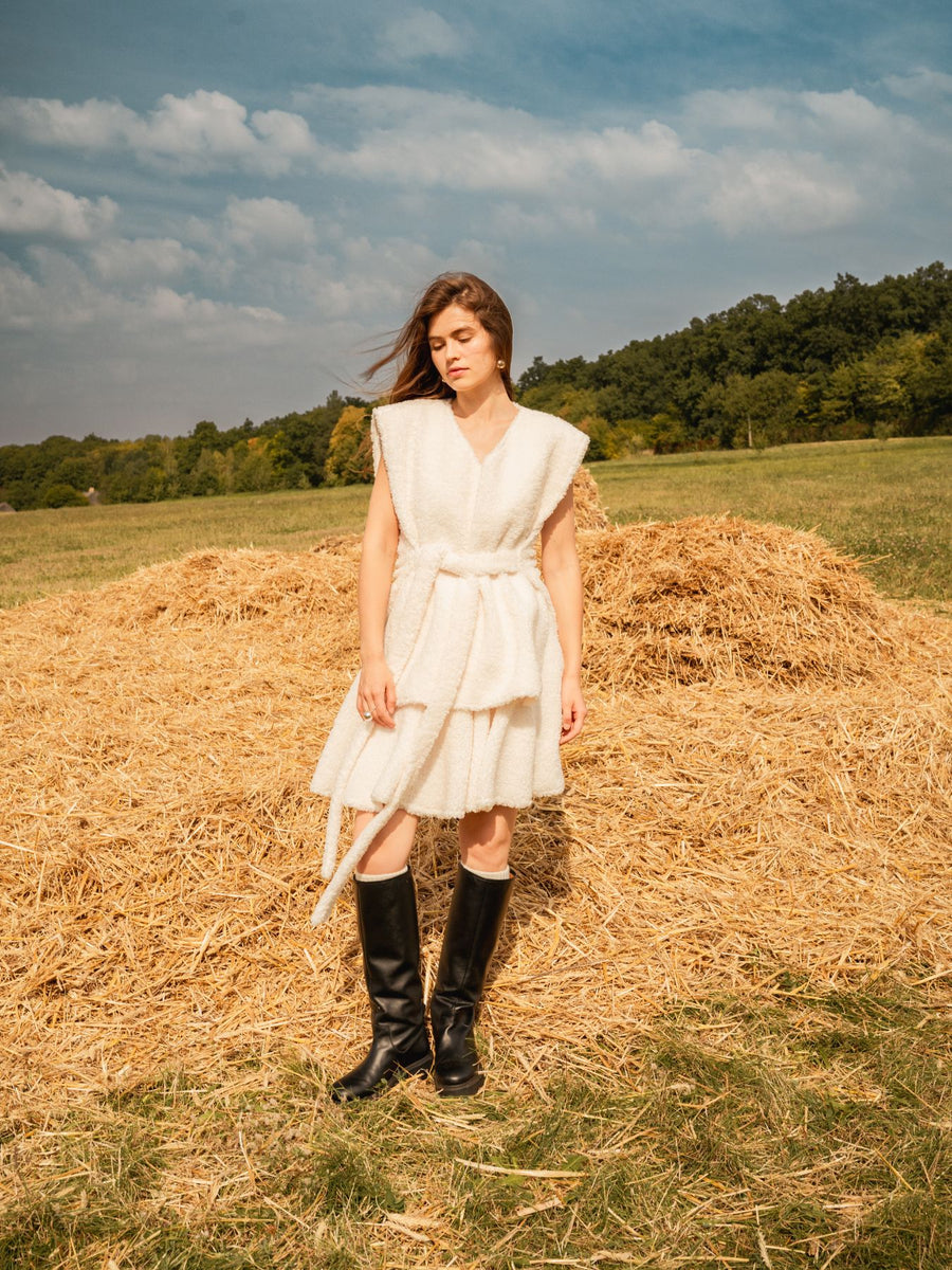 Спідниця міні з букле молочна